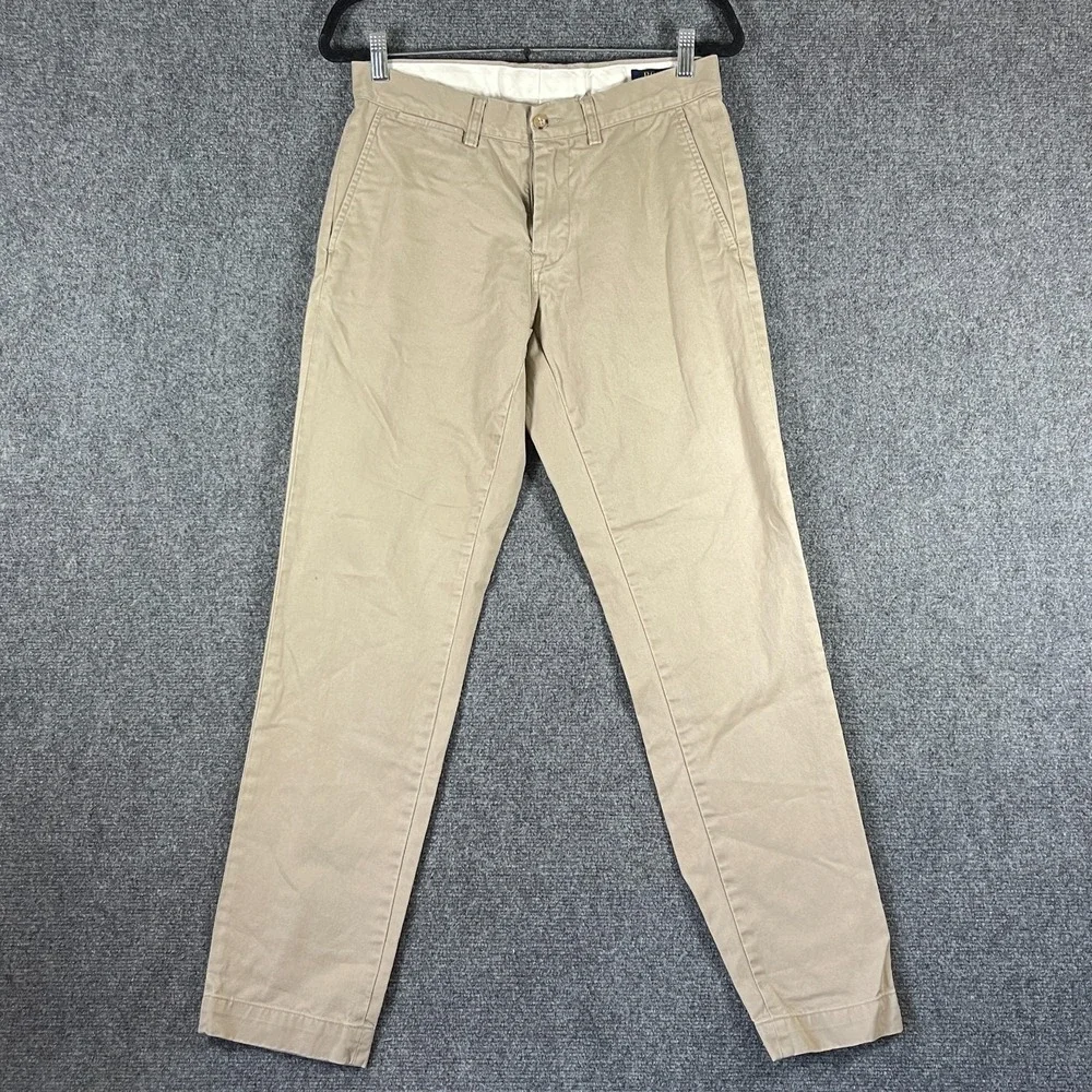 Polo Ralph Lauren Slim Fit Chino Khaki Pants Stretch Tan Casual Mens Size 30x32